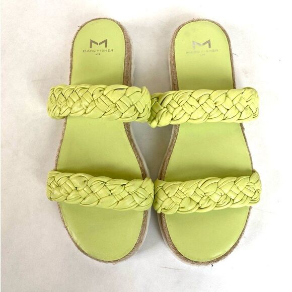 Marc Fisher Jaimee Lime Leather Slides Citron 7.5 - Picture 4 of 9